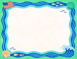 Ocean Wave Border with Sea Life Theme