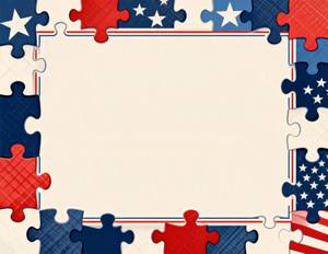 Patriotic Puzzle Frame with American Motifs