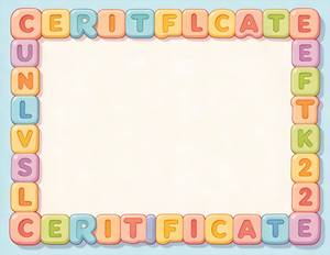 Pastel Block Letter Certificate Frame